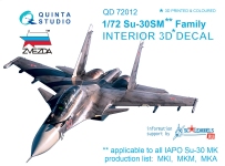 Quinta Studio 1/72 Su-30SM 3D Interior decal #72012 (Zvezda)